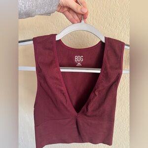 BDG Women's Deep Red Ribbed Tank Top